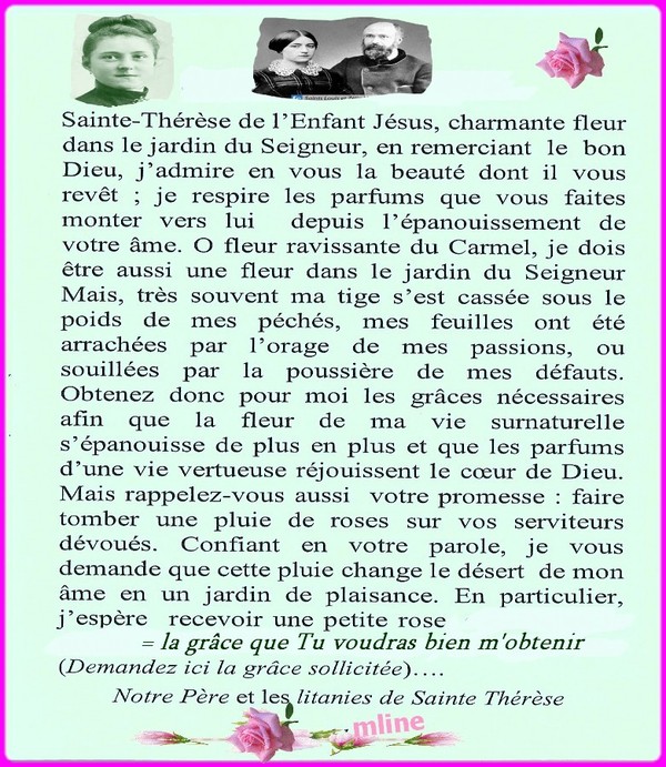 Message de sainteThérèse de l'enfant Jésus publier par Gilles